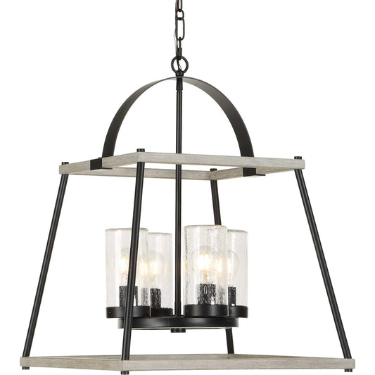 000 SI-2630600 | Primary Silo | Edgecomb 4 Light Indoor/Outdoor Pendant by Uttermost in black and black. Made from iron, clear seeded glass in a unique style.