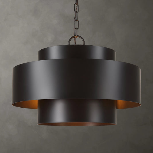 Youngstown 4 Light Pendant by Uttermost in dark bronze. Made from steel in a modern style.