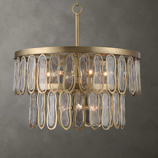 Aurelie 9 Light Pendant by Uttermost in brass. Made from steel, glass in a modern style.
