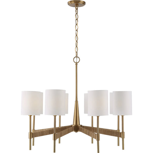 001 SI-2016417 | Primary Silo | Lautoka 8 Light Chandelier by Uttermost in brass. Made from steel, rattan, fabric in a modern style.
