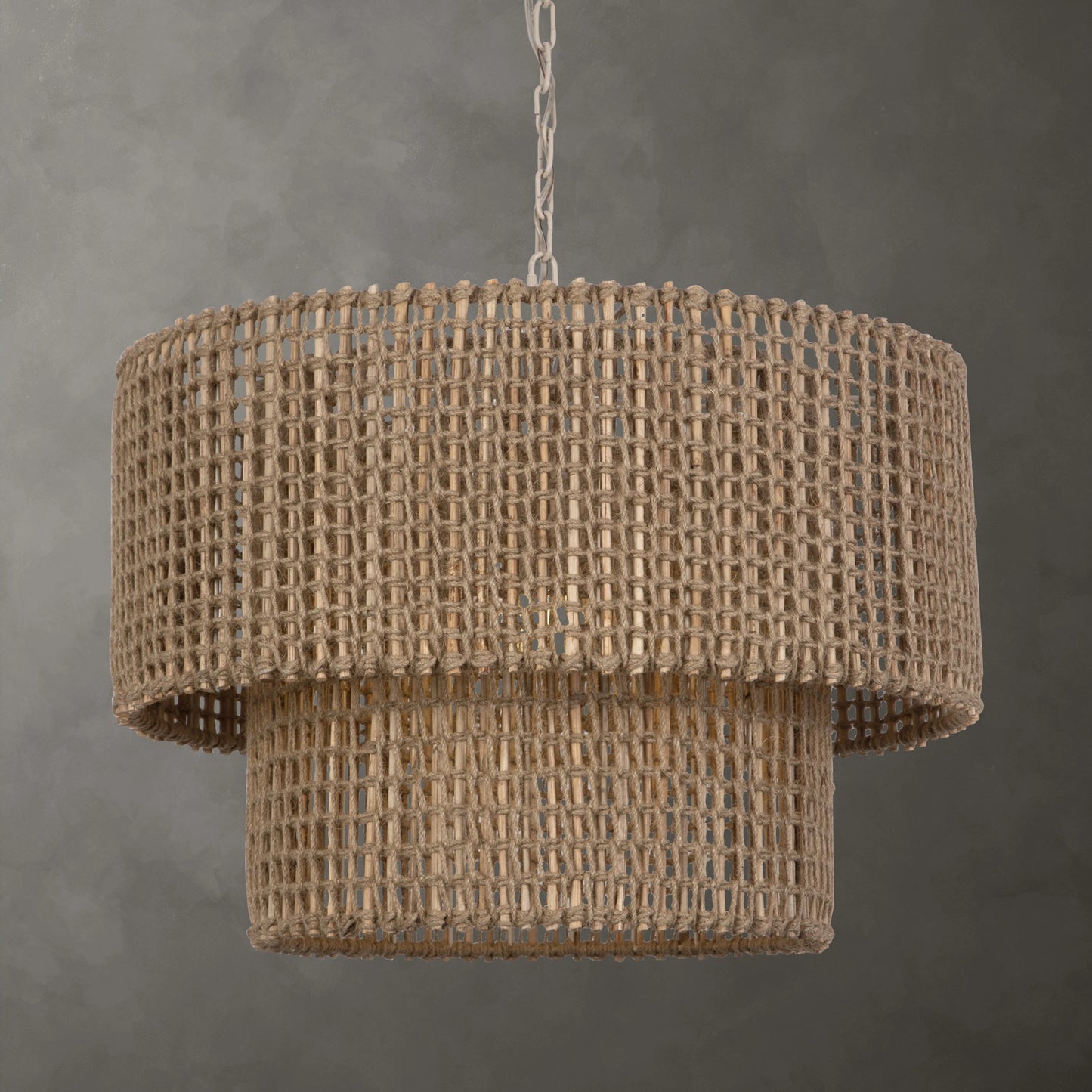 005 SI-2108099 | Lifestyle | Biswas Woven Jute 1 Light Pendant by Uttermost in brass. Made from iron, jute in a coastal style.