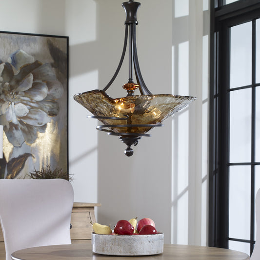 Vitalia Pendant by Uttermost in bronze. Made from metal, glass, resin in a modern style.