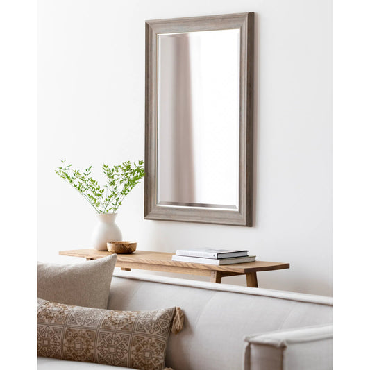 Nikolai Mirror- 525271 by Livabliss in frame: beige and wood finish. Made from polystyrene in a modern style.