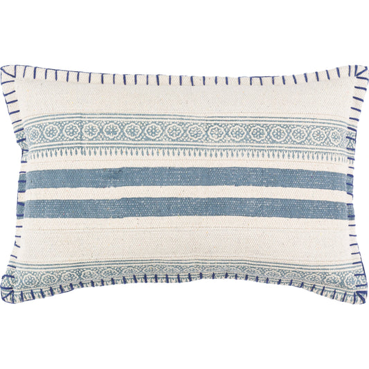 001 SI-1856741,SI-1856742 | Primary Silo | Lola Pillow - 5798 by Livabliss in navy, cream, pale blue. Made from 100% cotton in a eclectic & global style.