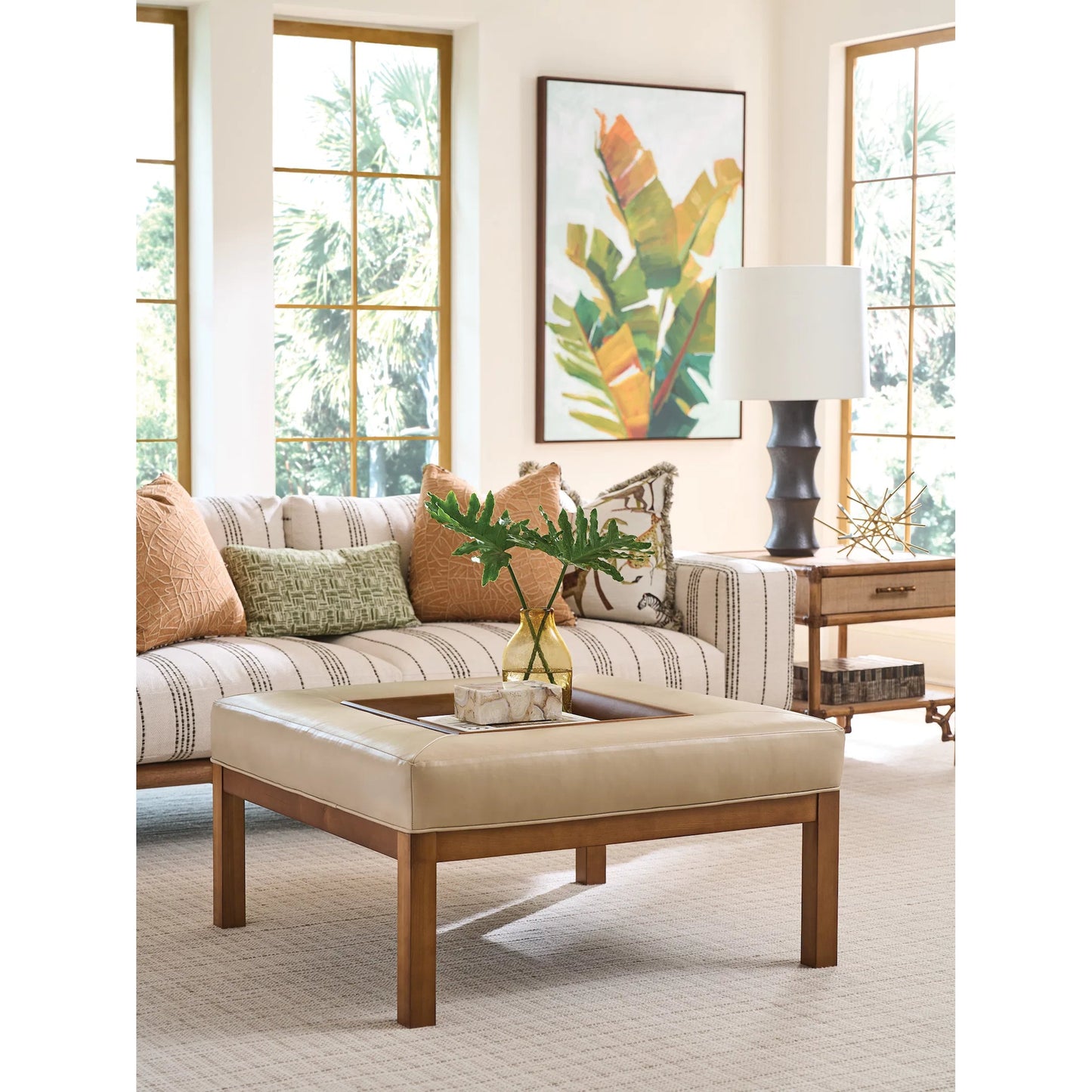 002 SI-2371354 | Lifestyle | Crandon Park Leather Ottoman by Lexington in leather. Made from unique in a unique style.