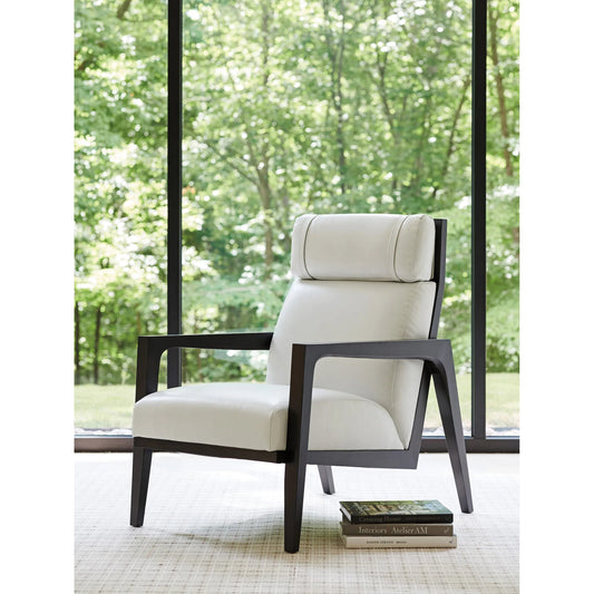 Covina Leather Chair by Tommy Bahama Home in white, ivory and ebony. Made from hickory, leather in a unique style.