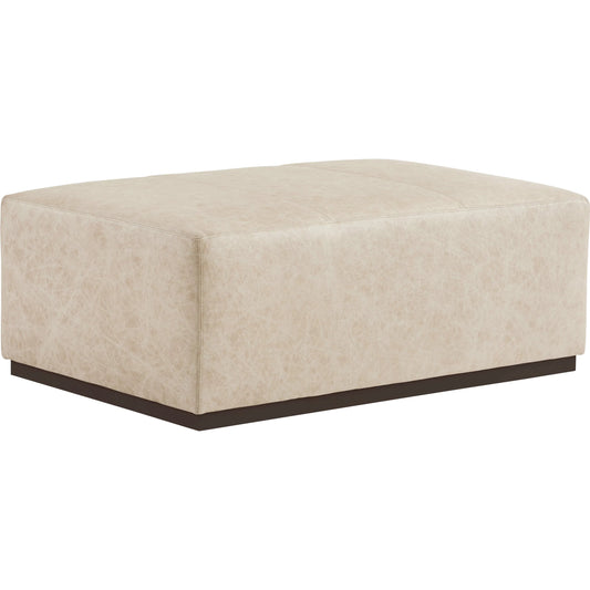 001 SI-2540501 | Primary Silo | Sterling Leather Cocktail Ottoman by Barclay Butera in cream and dark brown. Made from mahogany, leather in a unique style.