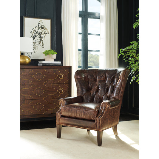 Atwater Leather Chair by Lexington in walnut. Made from unique in a transitional style.