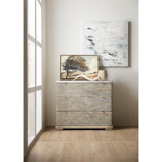Amani Chest by Hooker Furniture in brie. Made from pecan, maple, oak veneers, cedar, marble in a eclectic & global style.