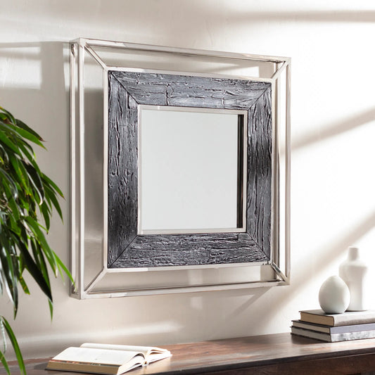 Allure Mirror - 19841 by Surya in charcoal, metallic silver. Made from unique in a modern style.