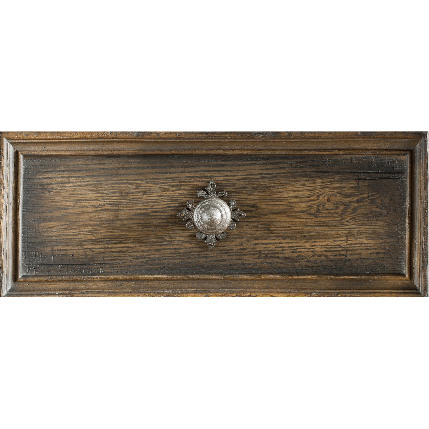 003 SI-1750000 | Closeup | Williamson Dresser by Hooker Furniture in saddle brown. Made from white oak, walnut veneers with cedar, resin in a traditional style.