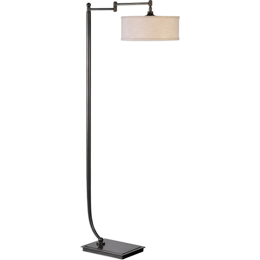 Lamine Floor Lamp by Uttermost in bronze. Made from iron, fabric in a modern style.