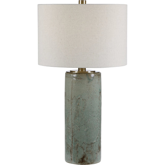 Callais Crackled Table Lamp by Uttermost in aqua. Made from ceramic, metal in a modern style.