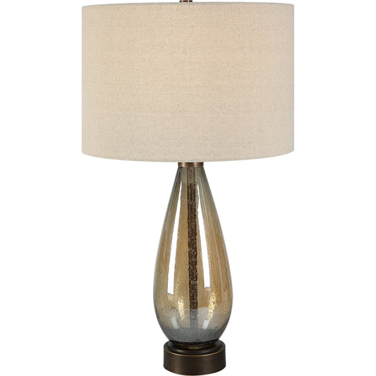 Baltic Table Lamp by Uttermost in bronze. Made from glass, iron, fabric in a modern style.
