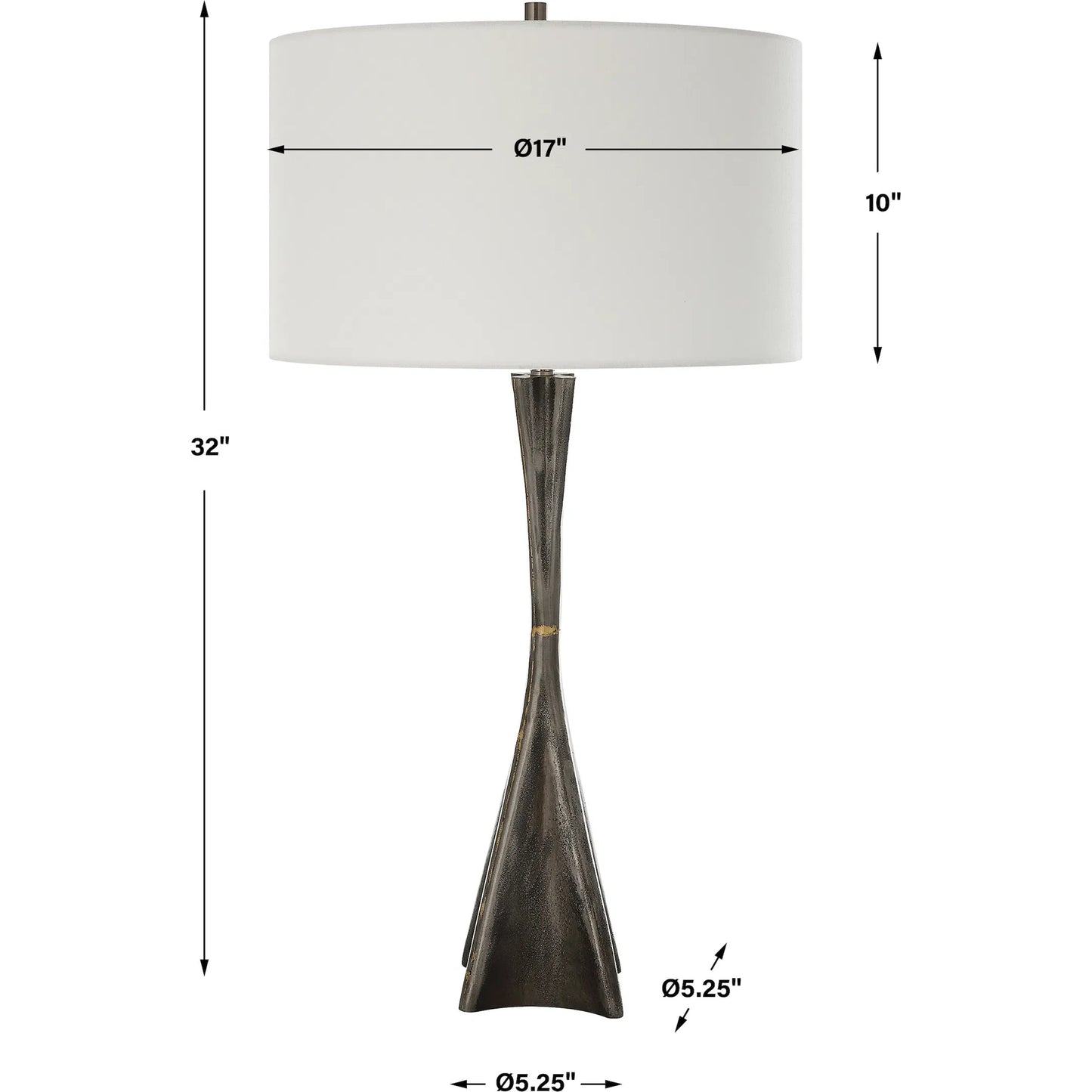 007 SI-2108114 | Unknown | Keiron Table Lamp by Uttermost in brass. Made from steel, cast iron, fabric in a modern style.