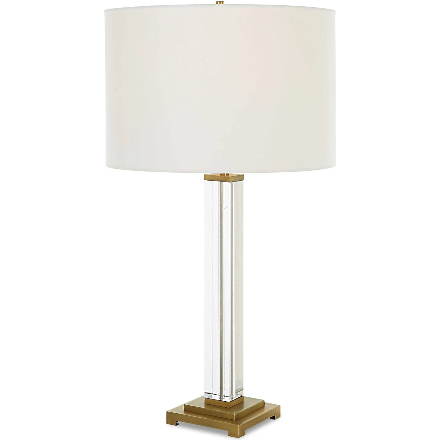 003 SI-2108119 | Primary Silo | Crystal Column Table Lamp by Uttermost in brass. Made from crystal, iron, fabric in a modern style.
