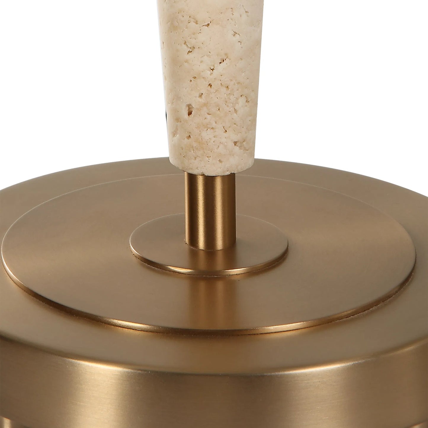 007 SI-2146875 | Unknown | Palu Travertine Table Lamp by Uttermost in brass. Made from iron, travertine, linen in a modern style.