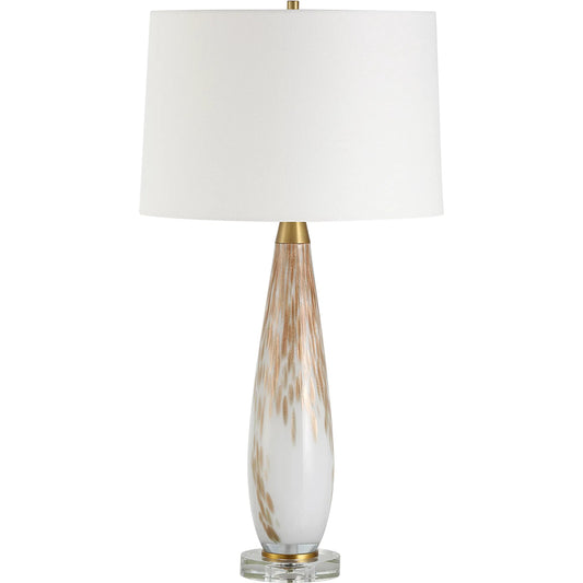 Lyra & Table Lamp by Uttermost in gold. Made from crystal, glass, iron, fabric in a transitional style.