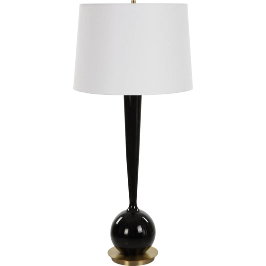 Brielle Polished Table Lamp by Uttermost in brass. Made from ceramic, iron, fabric in a modern style.