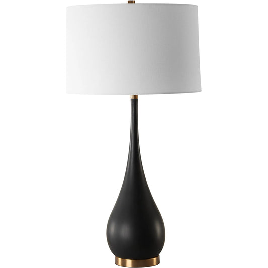 Nocturnal Table Lamp by Uttermost in brass. Made from mad-made stone, iron, fabric in a modern style.