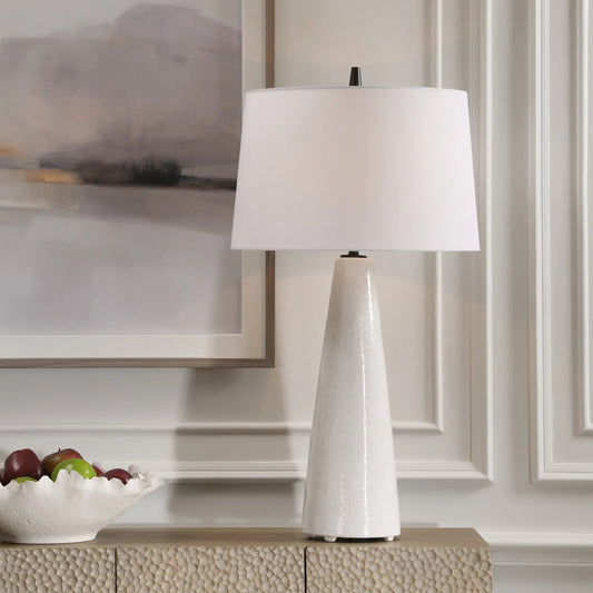 Loire Glaze Table Lamp by Uttermost in black. Made from ceramic, iron, fabric in a transitional style.