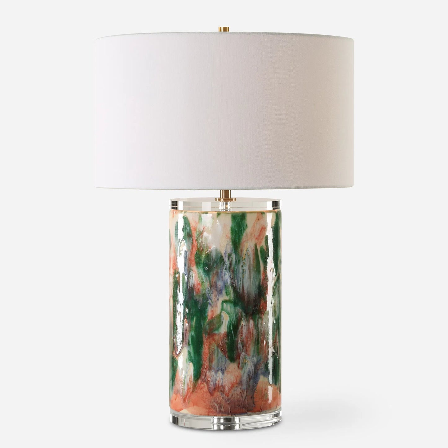 002 SI-2262432 | Additional Silo | Verdant Multi-Colored Table Lamp by Uttermost in brass. Made from ceramic, crystal, iron, fabric in a eclectic & global style.