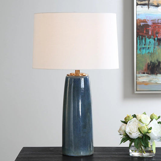 Submerged Table Lamp by Uttermost in brass. Made from iron, ceramic, fabric in a eclectic & global style.