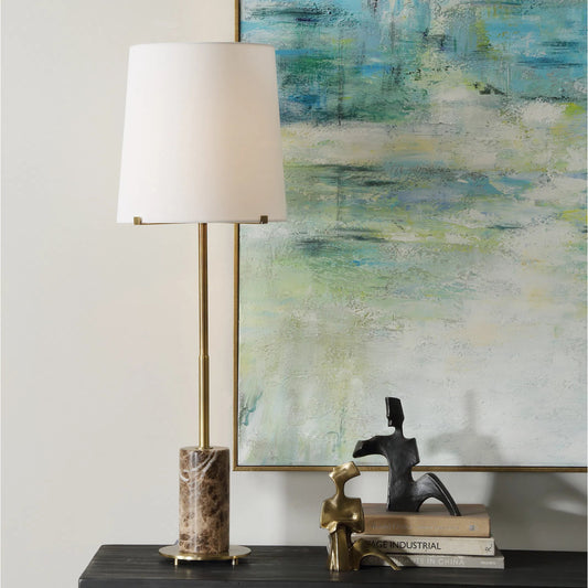 Sepia Buffet Lamp by Uttermost in brass. Made from steel, marble in a modern style.