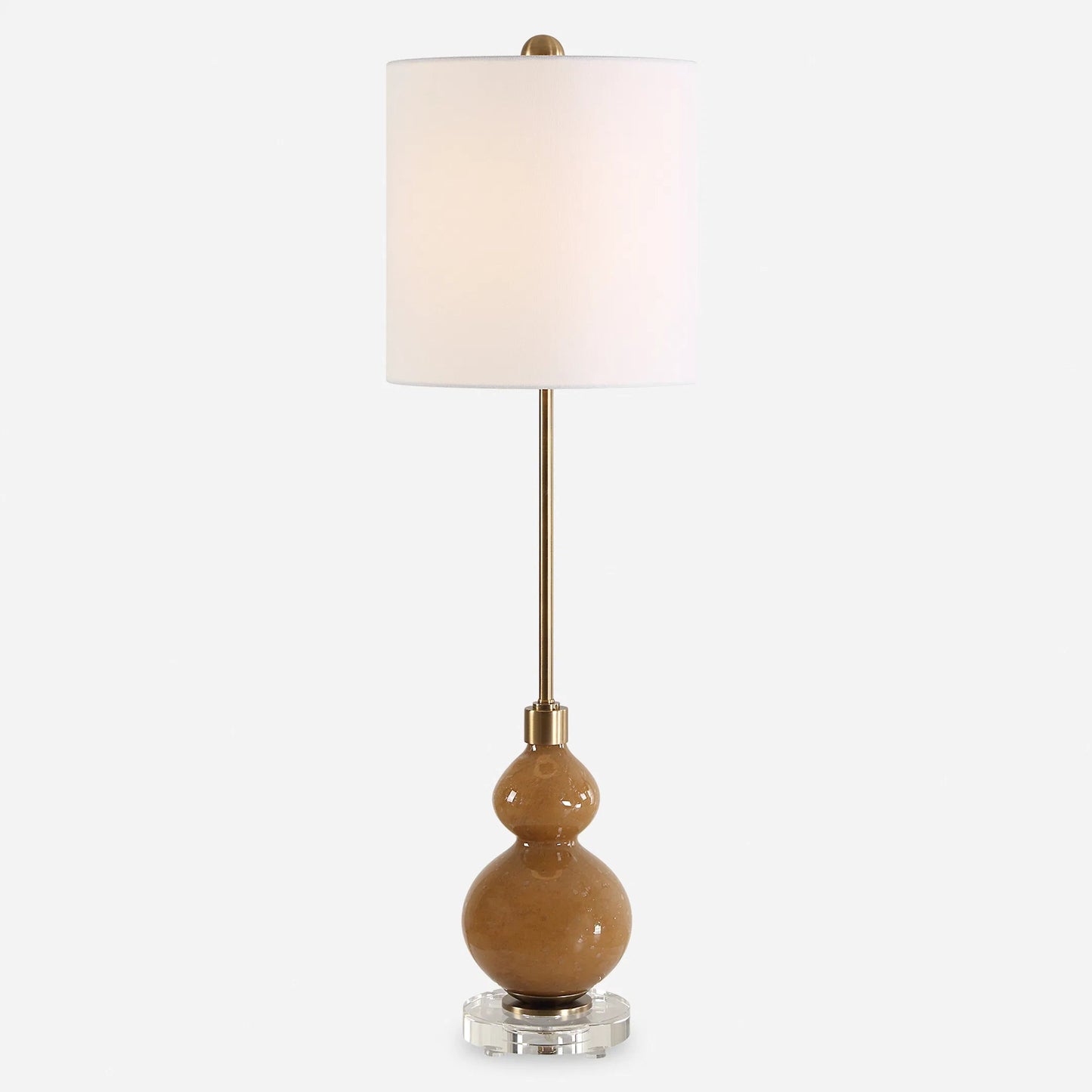 002 SI-2262460 | Additional Silo | Sienna Caramel Glass Buffet Lamp by Uttermost in brass. Made from iron, crystal, fabric, glass in a unique style.