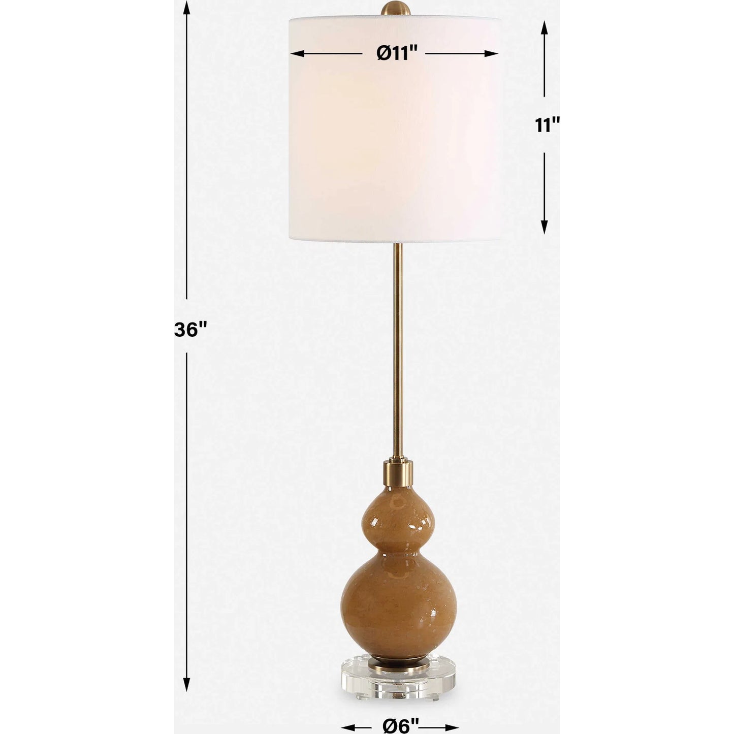 003 SI-2262460 | Additional Silo | Sienna Caramel Glass Buffet Lamp by Uttermost in brass. Made from iron, crystal, fabric, glass in a unique style.