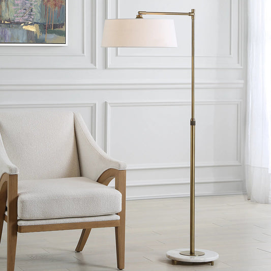 Branch Out Floor Lamp by Uttermost in brass. Made from iron, marble, fabric in a transitional style.