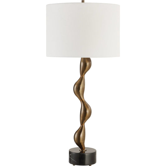 001 SI-2295260 | Primary Silo | Remolino Table Lamp by Uttermost in bronze. Made from marble, iron, fabric in a modern style.