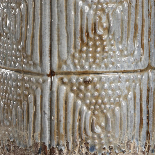 Graydon Table Lamp by Uttermost in nickel. Made from steel, ceramic, fabric in a rustic style.