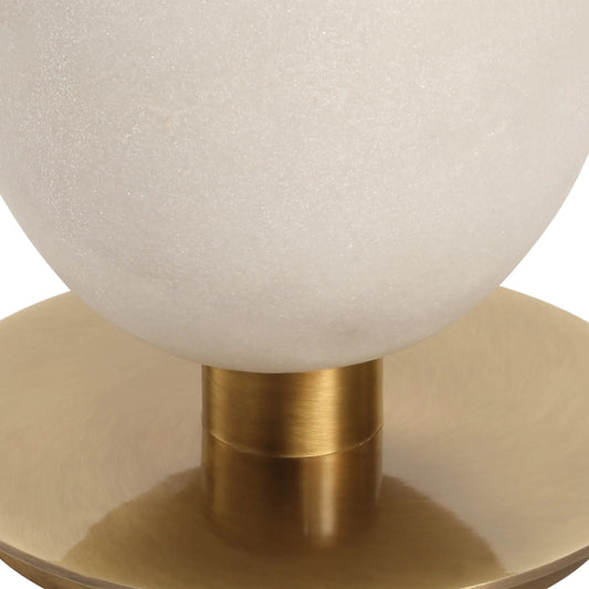 Dewdrop Floor Lamp by Uttermost in brass. Made from metal, rice stone, fabric in a modern style.