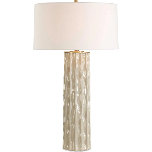 Parilli Table Lamp by Uttermost in taupe gray, nickel. Made from steel, ceramic, fabric in a modern style.