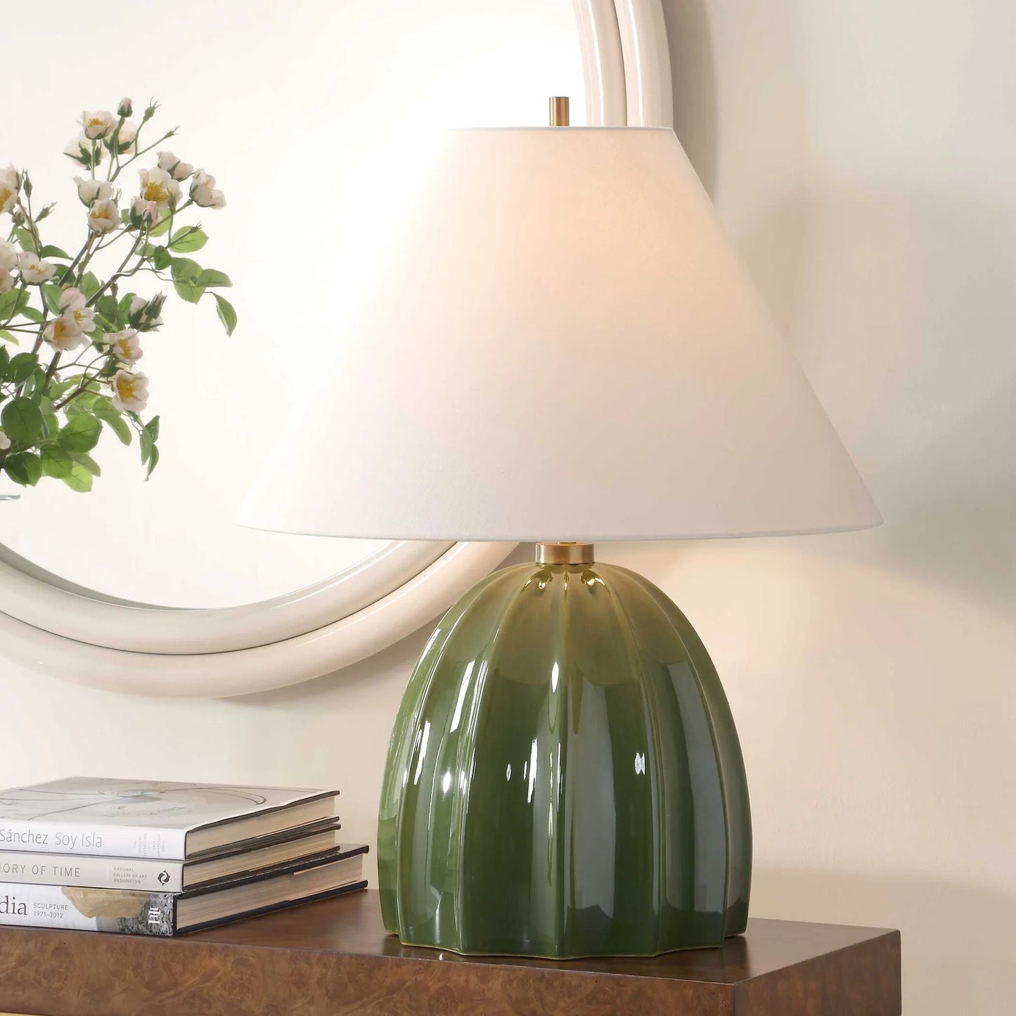 004 SI-2386692 | Lifestyle | Renna Moss Table Lamp by Uttermost in moss green, brass. Made from ceramic, iron in a eclectic & global style.