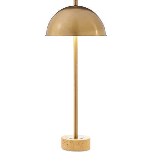 Dunham Buffet Lamp by Uttermost in brass. Made from iron, travertine in a transitional style.