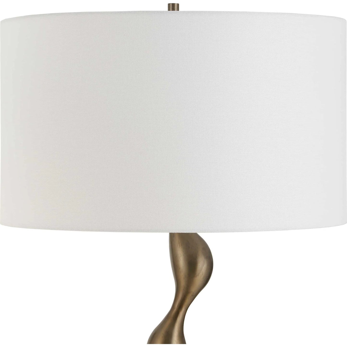 002 SI-2386699 | Closeup | Remolino Floor Lamp by Uttermost in bronze. Made from marble, iron, fabric in a unique style.