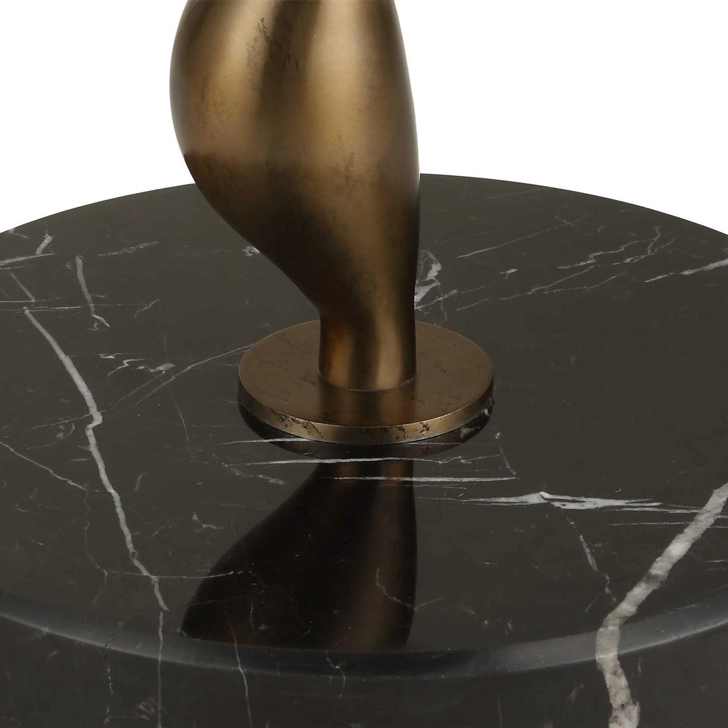 003 SI-2386699 | Closeup | Remolino Floor Lamp by Uttermost in bronze. Made from marble, iron, fabric in a unique style.