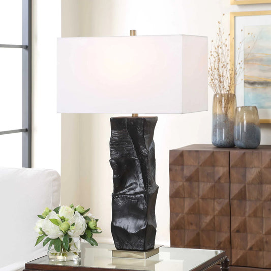 Altaria Table Lamp by Uttermost in black, brass. Made from metal, ceramic, fabric in a unique style.