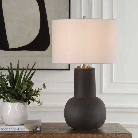 Robson Rustic Table Lamp by Uttermost in black, bronze. Made from metal, ceramic, fabric in a unique style.