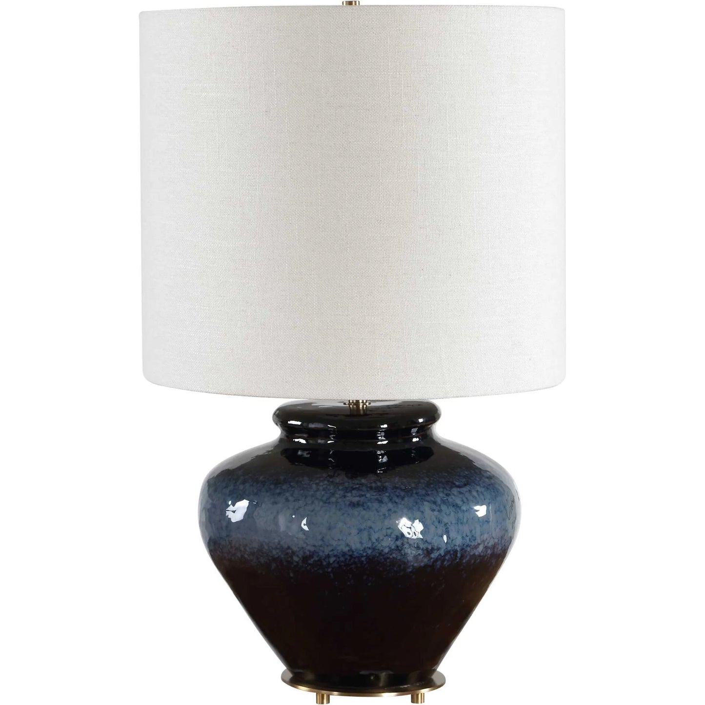 004 SI-2630649 | Unknown | Andrus Glaze Table Lamp by Uttermost in blue and brass. Made from ceramic, fabric, iron in a unique style.
