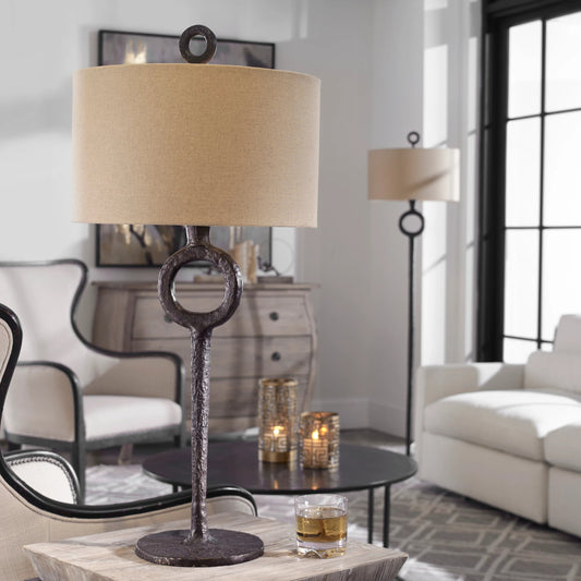 Ferro Cast Iron Table Lamp by Uttermost in iron. Made from cast iron in a modern style.