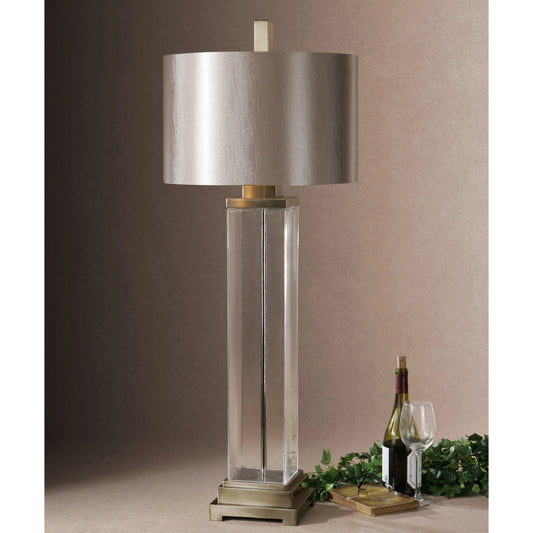Drustan Clear Glass Table Lamp by Uttermost. Made from steel, glass in a modern style.