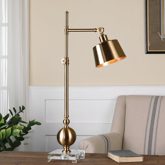 Laton Brushed Brass Task Lamp by Uttermost. Made from metal, crystal in a modern style.