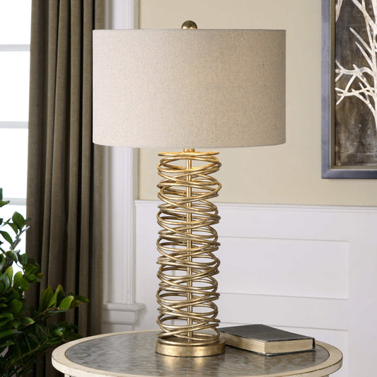 Amarey Metal Ring Table Lamp by Uttermost in metal. Made from metal in a modern style.