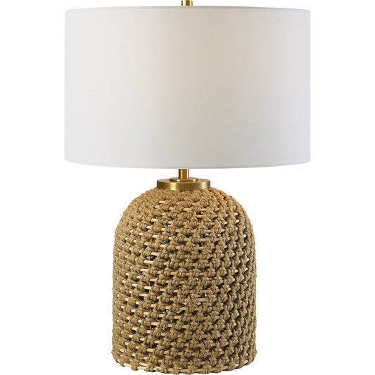 Kendari Table Lamp by Uttermost in natural, brass. Made from rope, iron, fabric, rattan in a modern style.