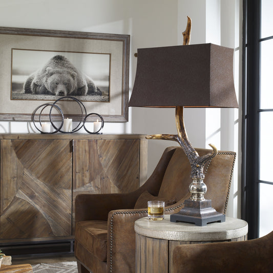 Stag Horn Table Lamp II by Uttermost. Made from resin in a modern style.