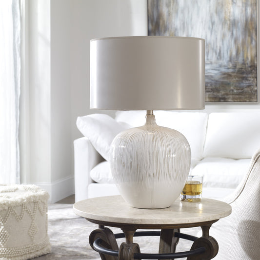 Georgios Textured Ceramic Lamp by Uttermost. Made from ceramic, paper, metal in a modern style.