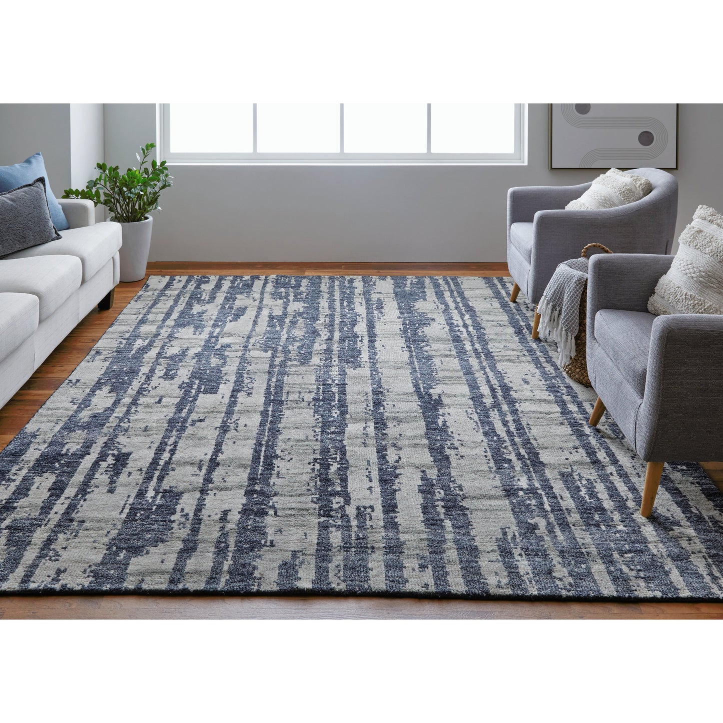 008 SI-2159052,SI-2159058 | Lifestyle | Altmar Rug - T18T6035 by Thom Felicia by Feizy Rugs in blue, gray, taupe. Made from wool in a unique style.